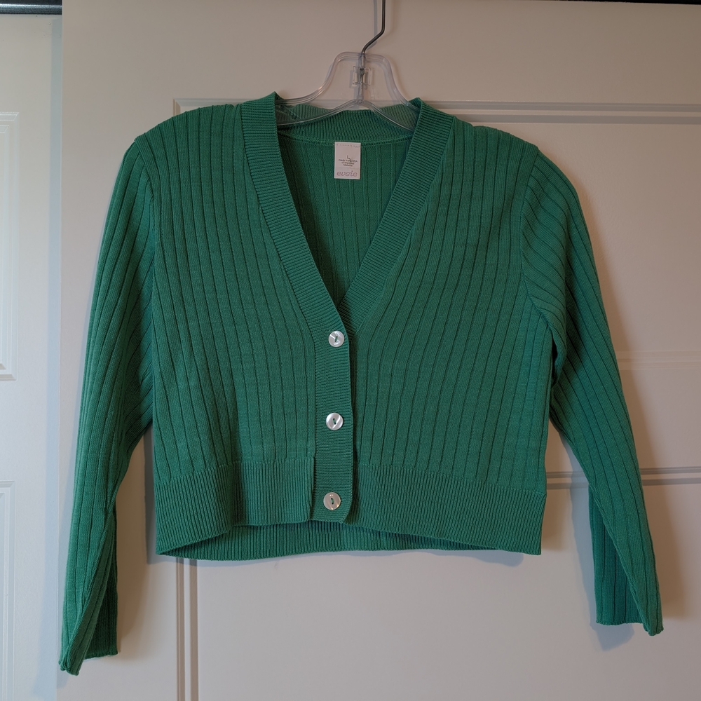 Green Ribbed Women's Sweater